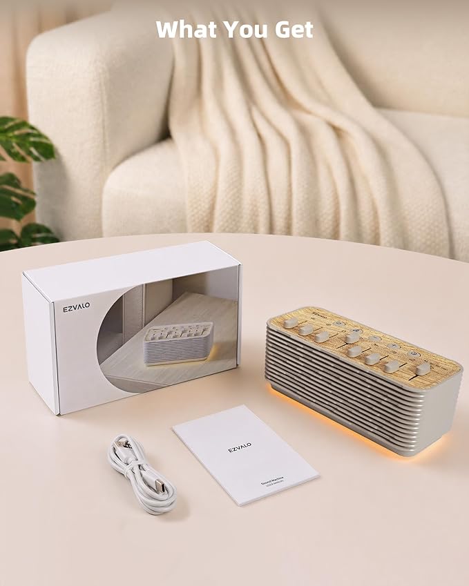 Sound Machine, White Noise Machine for Sleeping, 255+ Sound Combinations, Rechargeable, Breathing Light, Bluetooth Speaker, Sleep Timer, Bedroom Living Room Home Office Travel, for Baby Kids Adults