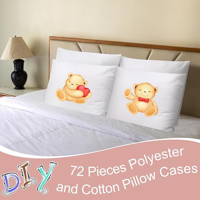 Shimeyao 48 Pcs 20 x 30 Inch Zippered Pillow Protectors Bulk, Standard Size Bedding Pillow Cases, Soft Breathable Cotton Sateen Dust Protection Covers White Protectors for Home Hotel Rental