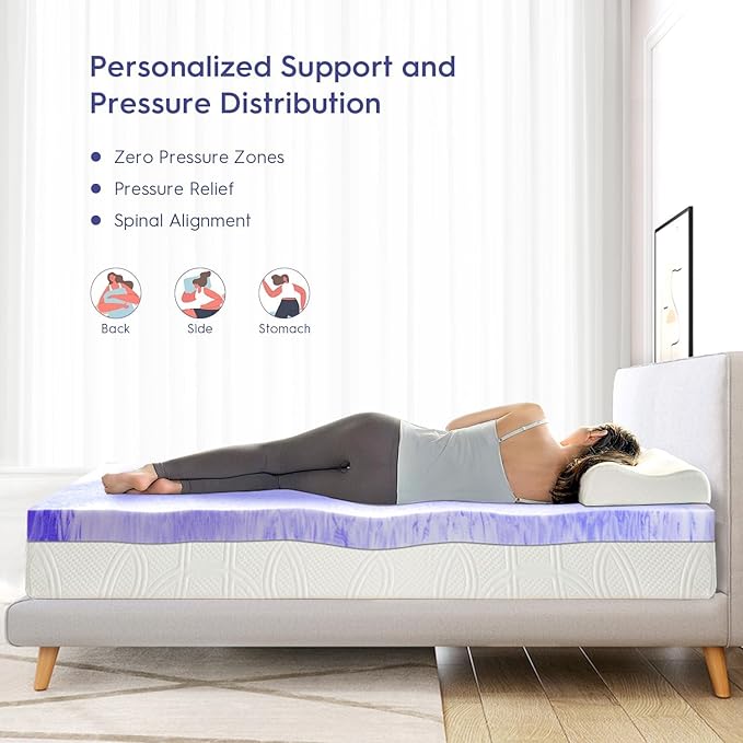 ELEMUSE 3 Inch Ventilated Design Memory Foam King Size Mattress Topper,Cooling Gel Infused Swirl Foam Pad for Pressure Relief Back Pain,Bed Topper for Body Support, CertiPUR-US Certified