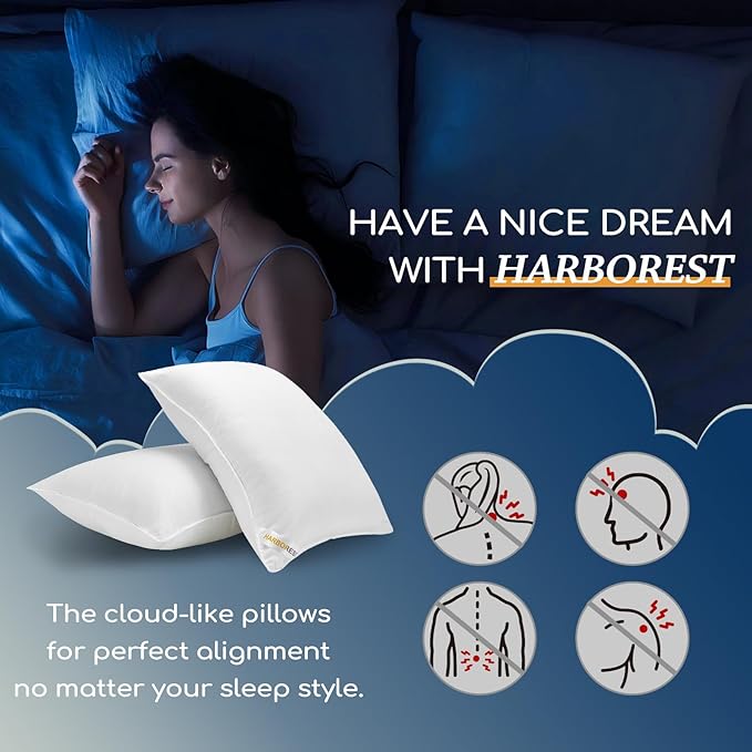 HARBOREST King Size Bed Pillows Set of 2 - Luxury Hotel Collection Down Alternative Pillows for Sleeping, 20 x 36 Inches