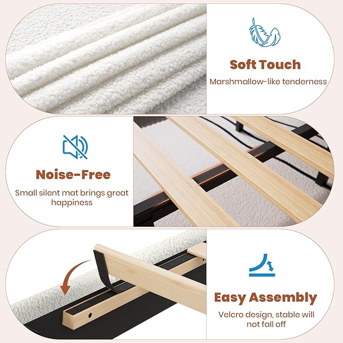 GarveeHome LED Queen Bed Frame with 2 Drawers and Headboard, Cute Upholstered Bed with Storage, Sturdy Platform Bed, No Box Spring Needed, Wooden Slats, Noise Free, White