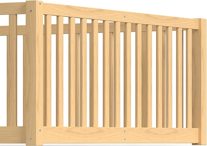 Bellemave Full Montessori Floor Bed with 23.5" High Rails, Pine,Plywood Full Floor Bed with Small Door, Natural