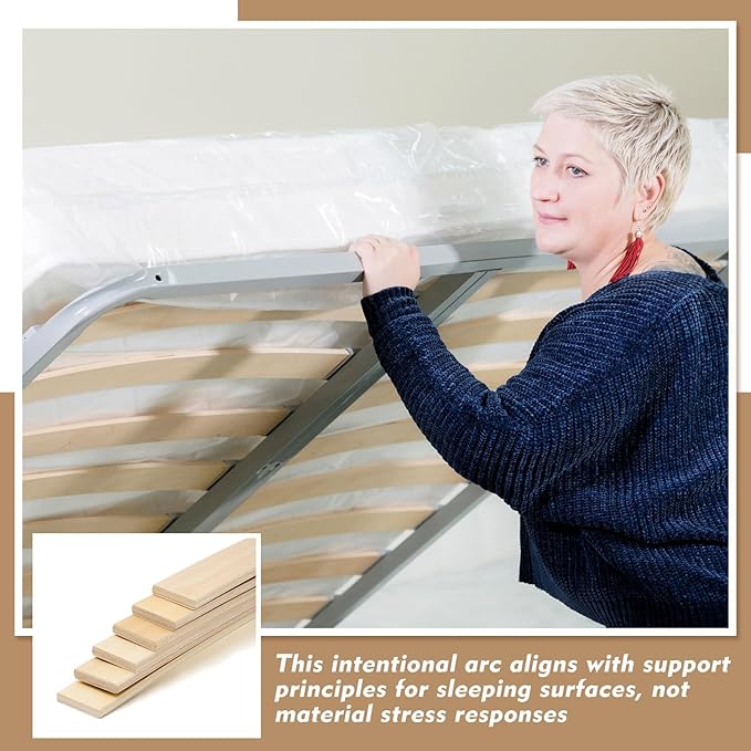 Threehoney 12 Pack Wooden Bed Slats Replacement 39.3" L x 2.08" W x 0.33" H Arc Solid Wood Mattress Support for Bed Frame Sofa Foundation Platform Repair, Easy Assembly No Tool Required(Wooden)