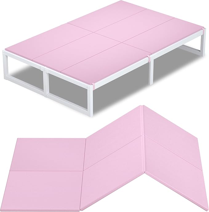 Lutown-Teen Bunkie Board Queen High-Density Polymer Bed Support Bunkie Board Queen Size Anti-Sag, Breathable, Moisture Resistant, Noise Minimizing, Pink