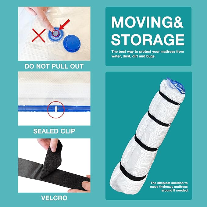 Queen Full Mattress Storage Vacuum Bag for Moving Storage, for Memory Foam Latex Mattress Thick and Tear Resistant