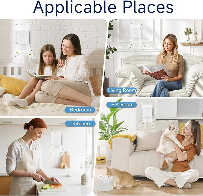 Plug In Air Ionizers - 4 Pack Quiet Negative Ion Air Purifier, Air Fresheners for Home, Bedroom, Office, Kitchen - Portable Air Purifiers Portable Odor Eliminator for Smoke, Dust, Pet Smell