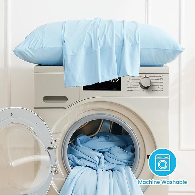 Cozy Bliss Cooling Pillow Cases for Hot Sleepers, Q-Max>0.45, Standard Size Set of 2, Soft & Silky Pillow Covers with Envelope Closure,Gift, Cool Blue, 20x26 Inches