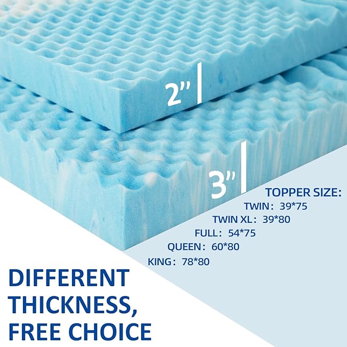 SINWEEK 3 Inch Mattress Topper 5-Zone Memory Foam Mattress Topper Pressure Relief Soft Mattress Pad, CertiPUR-US Certified, King