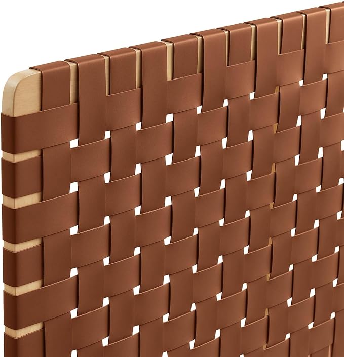 Modway Sparta Weave King Vegan Leather Headboard in Natural Brown