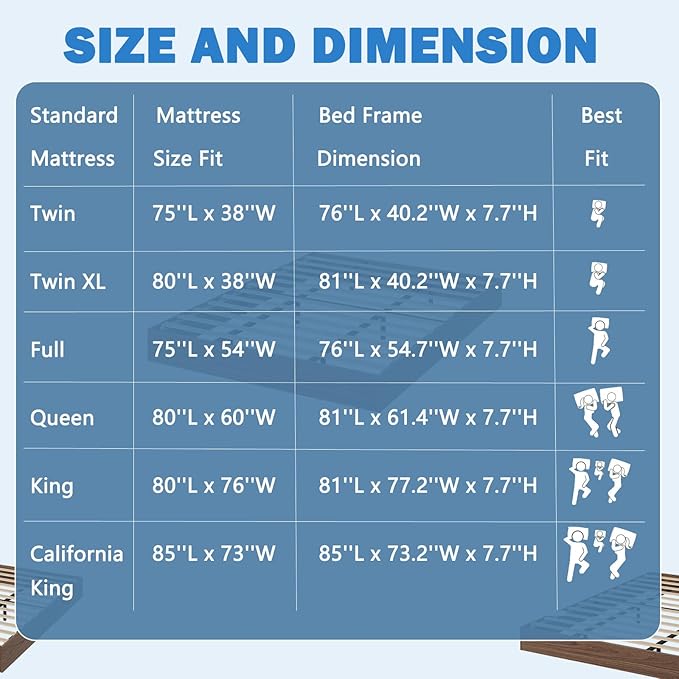 IDEALHOUSE Platform Bed Frame Twin XL Size,Wooden Slat Support,No Box Spring Needed, Easy Assembly, Natural