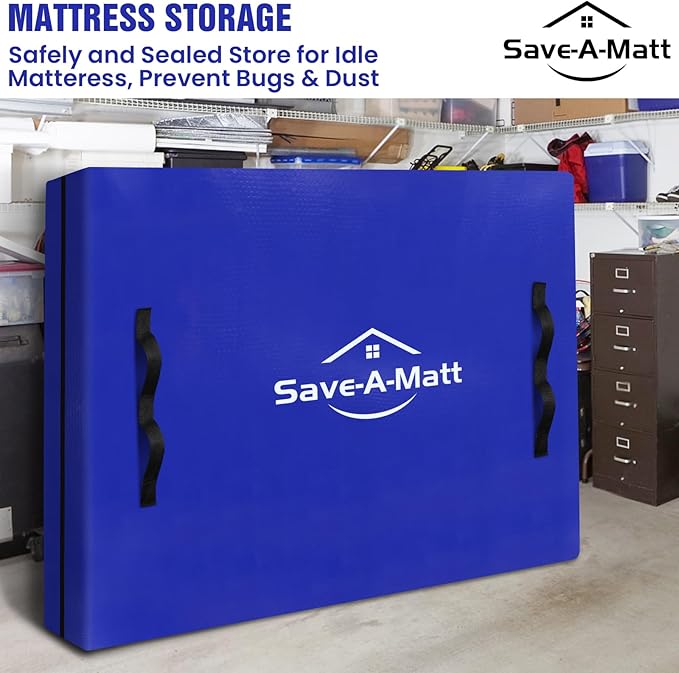 SaveAMatt Mattress Bags for Moving 2 Pack - Extra Thick & Durable Queen Mattress Cover for Moving - Reusable Waterproof Tarp Mattress Protector (82’’x62’’x15’’ Queen Size)
