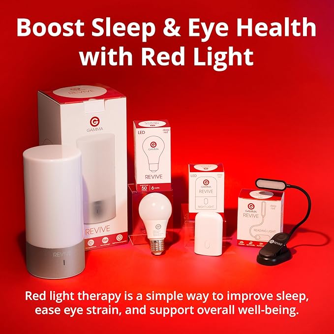 Revive - 670nm Red Light Bulb by Gamma - Sleep Therapy - Melatonin Promoting Natural Sleep Aid
