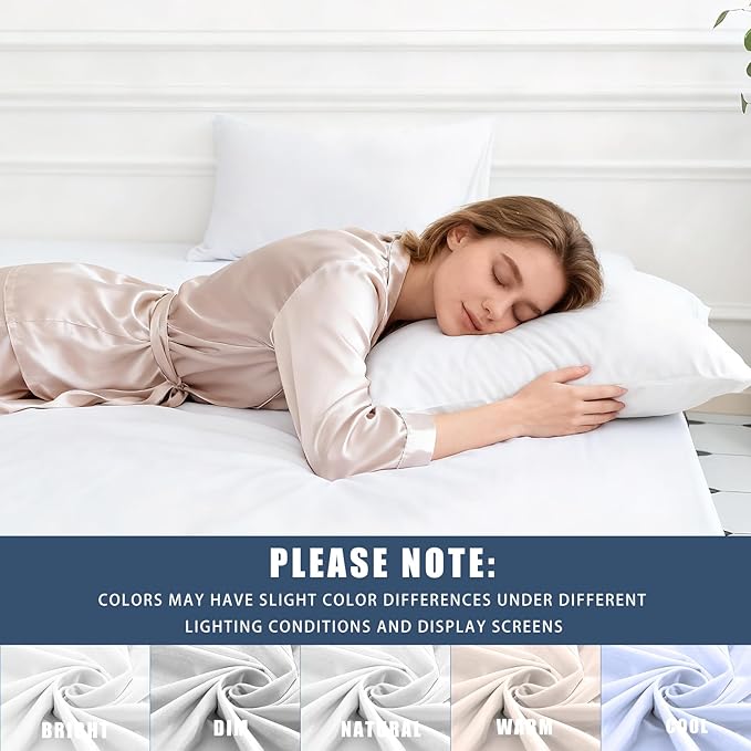 TELUS Cooling Pillowcases for Hot Sleepers Queen Size 2-Pack, Silky Soft Breathable Pillow Case with Envelope Close, Stay Cool Pillow Cover for Night Sweats, 20x30 Inch, White