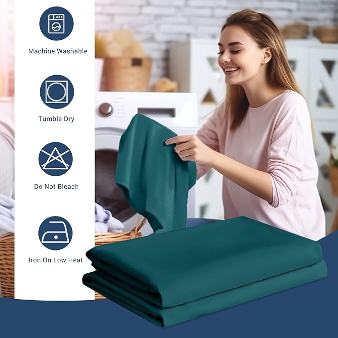Pillowcases Standard 4 Pack, 20x26 Pillow Cases with Envelope Closure, Soft Plain Brushed Microfiber Covers Breathable Wrinkle-Resistant, Teal