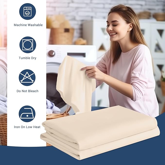 Pillowcases Queen 4 Pack, 20x30 Pillow Cases with Envelope Closure, Soft Plain Brushed Microfiber Covers Breathable Wrinkle-Resistant, Beige