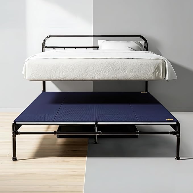 10mm Bunkie Board (54”x75”Full Size) Lightweight Design | Low Profile Bed Support, Breathable, Noise Minimizing, Moisture Resistant | Folding Box Support Board | Split Fully Assembled