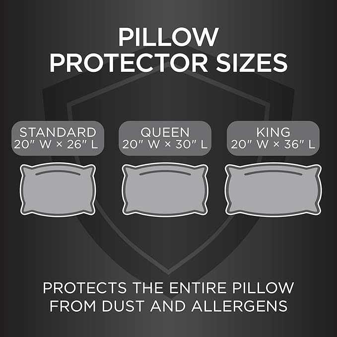Protect-A-Bed AllerZip King 20" x 36" Pillow Protectors (Set of 2), Bed Bug and Dust Mite Proof, Noiseless and Odor-Resistant Pillow Covers, 100% Waterproof, Machine Washable