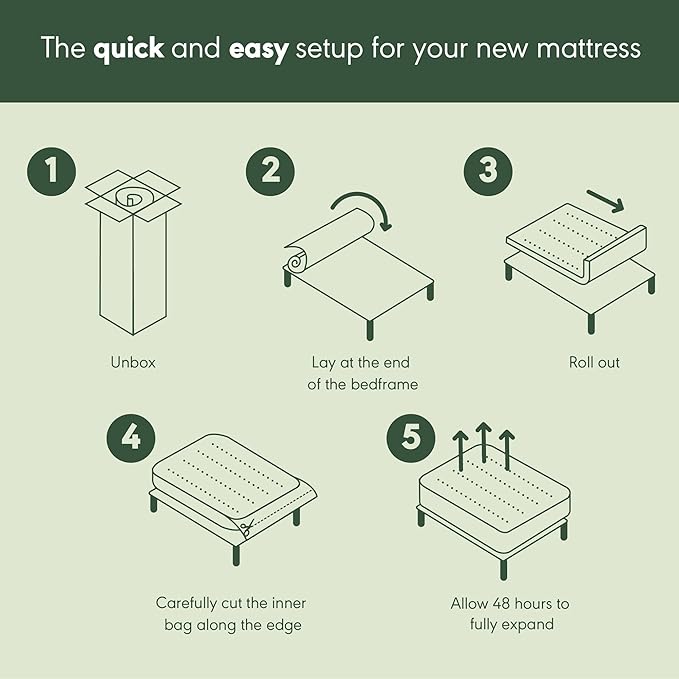 Furinno Tidur Cooling Gel Memory Foam Mattress, 8 Inch, Queen, White