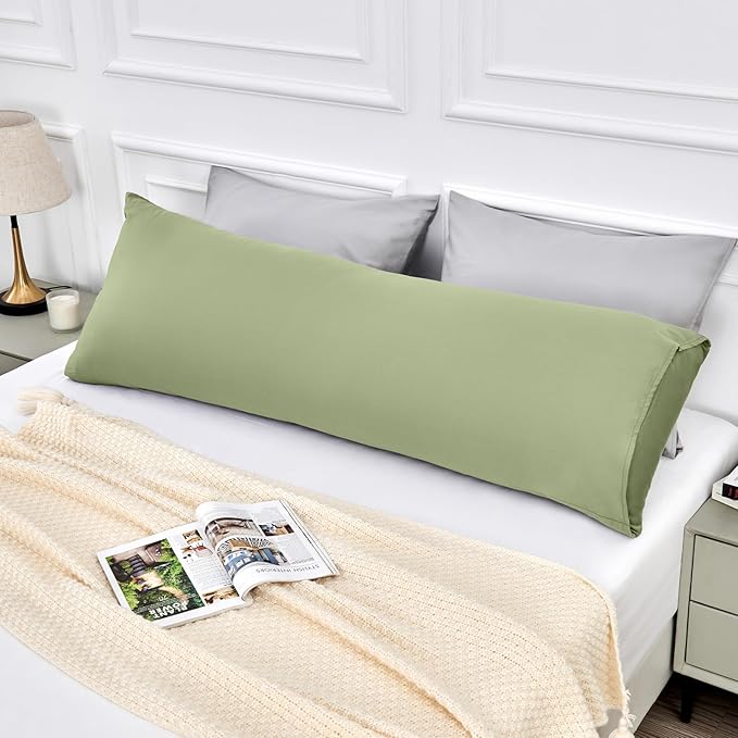 Warmstar Cotton Body Pillow Cover 1 Pack, 600 Thread Count Body Pillow case 20"x54" Soft Breathable with Envelope Closure,Sage Green