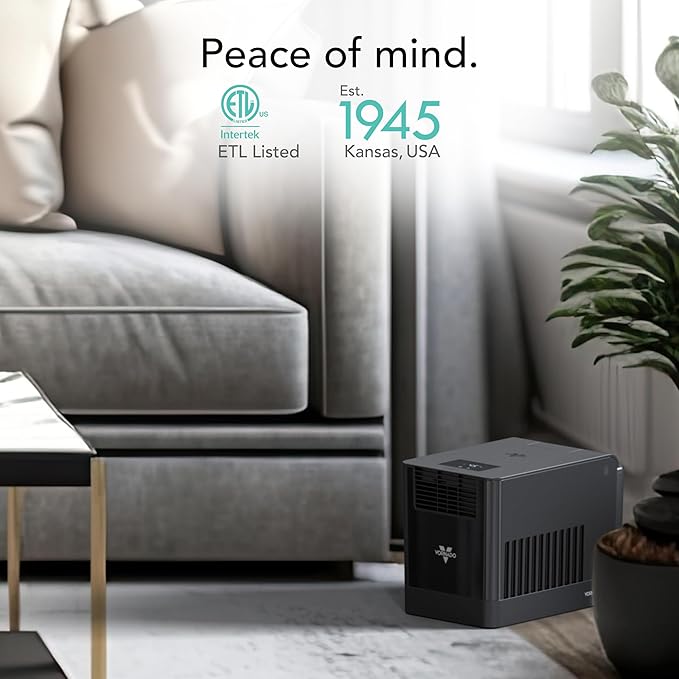 Vornado EV3 Whole Room Evaporative Humidifier, 1.5 gal Capacity, Electronic Humidistat, Top Fill, 54-Hour Run Time, 10 Speed Settings, Energy Efficient, 2 Antimicrobial Wicks, Easy To Clean, Black