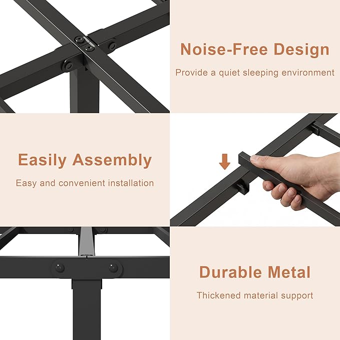 OSASET 14 inch King Bed Frame -Platform Bed Frame with Headbroad Metal Bed Frame No Box Spring Noise Free Easy Assembly