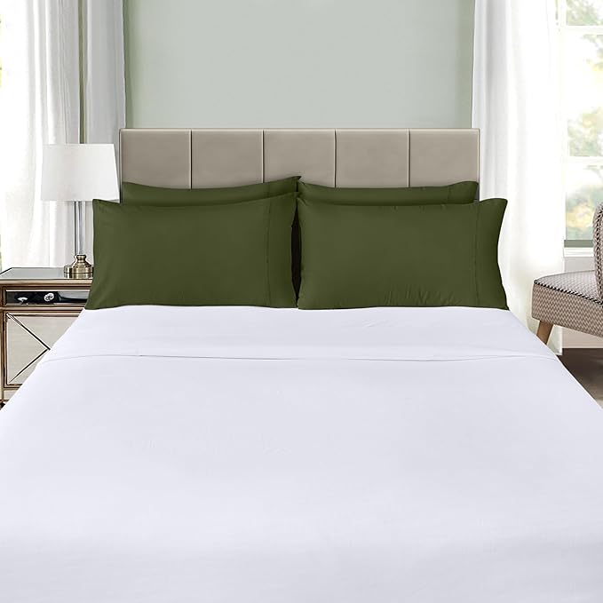 Utopia Bedding Queen Pillow Cases - 4 Pack - Envelope Closure - Soft Brushed Microfiber Fabric - Shrinkage and Fade Resistant Pillow Covers Queen Size 20 X 30 Inches (Queen, Olive)