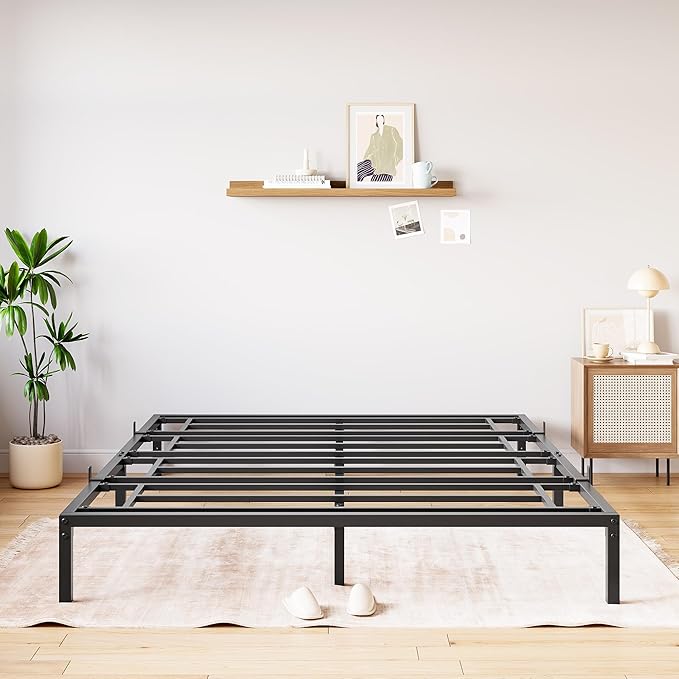 GarveeHome Full Size Bed Frame, 12 Inch Metal Platform Bed Frames with Heavy Duty Steel Slat Support, No Box Spring Needed, Noise Free,Anti-Sliding Slat,Easy Assembly, Under Bed Storage