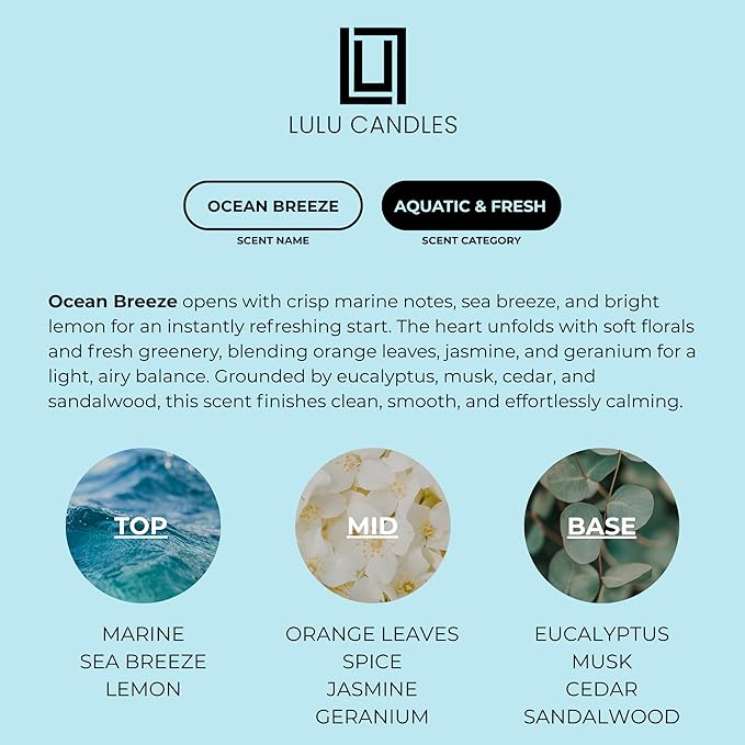 Aroma by Lulu - Ocean Breeze - Luxury Fragrance Oil for Waterless Cold Air Diffusers - Aromatherapy Fragrance Oil Blend for The Home or Office