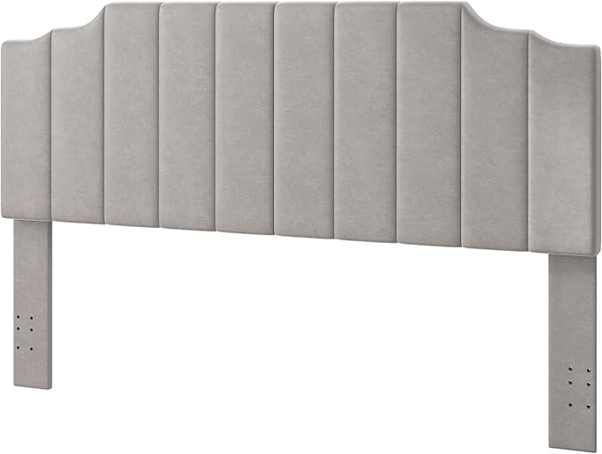 Befurtori King Size Headboard Only, Velvet Wall Mounted Headboard King for Adjustable Bed Modern Upholstered Head Board Easy Assembly, Gray