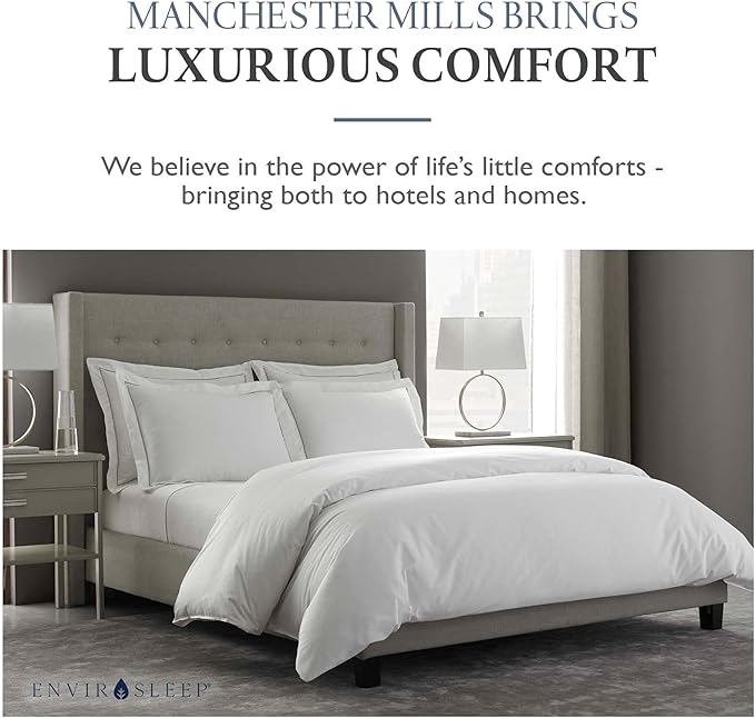 Envirosleep Dream Surrender Medium Support Pillows - Hypoallergenic Polyester Filled Cotton Shell Pillow Set, Queen Size 2 Pillow Set for Hotel or Home Use, by Manchester Mills
