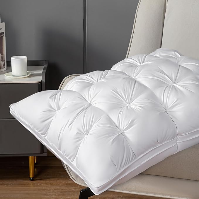MIOTO Standard Size Luxury White Goose Down Pillow,800 Fill Power Fluffy and Soft Hotel Feather Pillow,Ideal Bed Pillows for Side Sleepers,Pack of 1 (Standard, White)