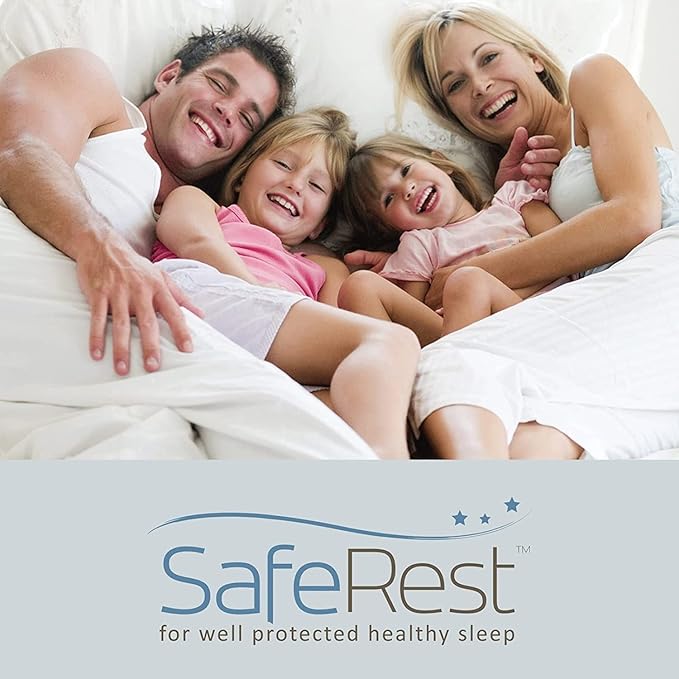 SafeRest Pillow Protector - Pack of 1 - Standard Size Waterproof Pillow Cover - Zippered Pillow Encasement for College Dorm Room, New Home - Cotton Terry, Waterproof, Breathable (1, King)