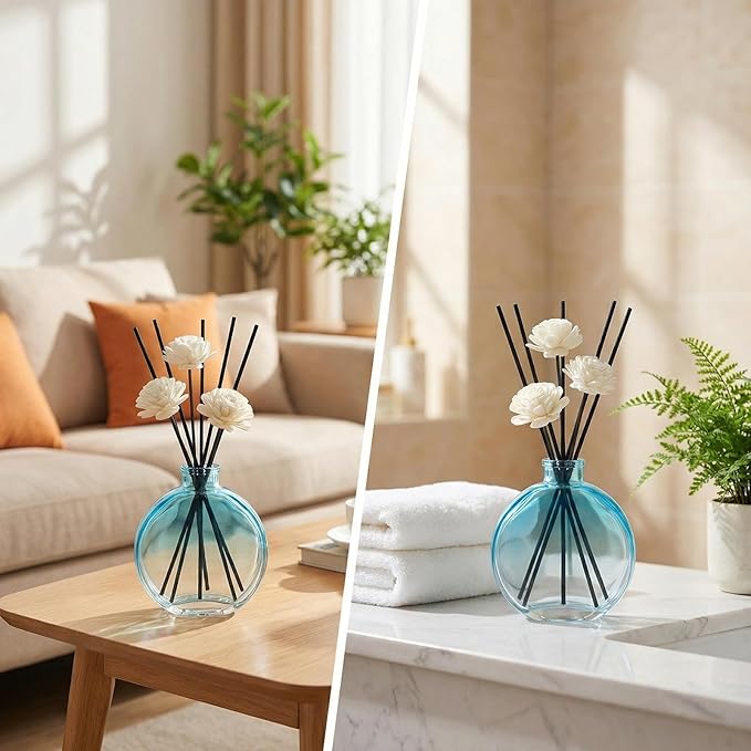150ml/5oz Glass Diffuser Bottle - Blue - DIY Aromatherapy Storage Container - Reusable - Home Decor