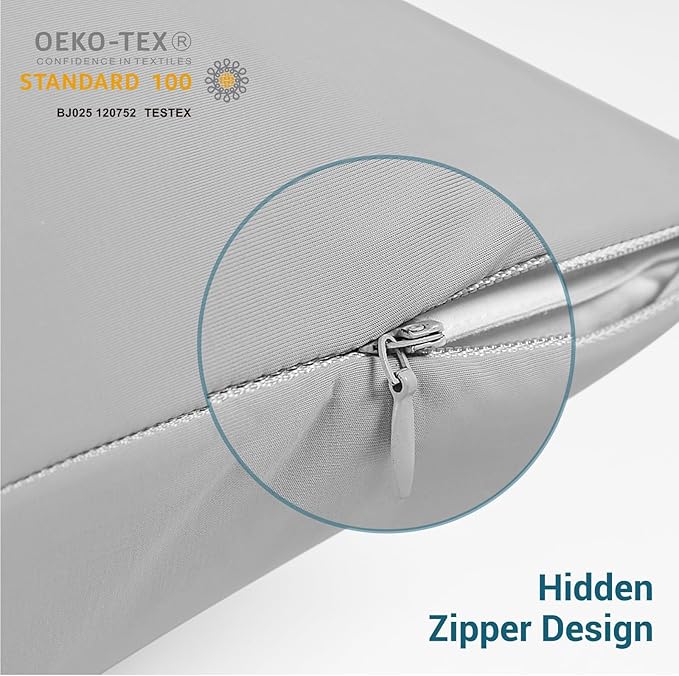 Elegear Cooling Pillow Cases for Hot Sleepers, Japanese Q-Max>0.55 Arc-Chill Cooling Pillowcases, Double Sided Elastic Cooling Pillow Covers with Hidden Zipper Set of 2 - Stretch Grey King (20" x 36")