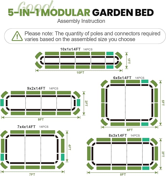 G GOOD GAIN Raised Garden Bed Kit - 5-in-1 Adjustable Galvanized Metal Planter Box with Protective Tape & Gloves & Tools | 8x3x1.4ft Outdoor Raised Bed for Gardening Vegetables, Flowers, Herbs, Green