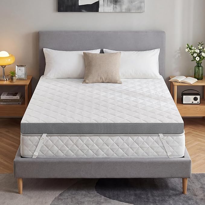 Extra Firm Mattress Topper Queen, 3 Inch High-Density Foam Mattress Pad, Pain Relieving Bed Topper for Extra Support, Washable Cover with Anti-Slip Straps, CertiPUR-US Oeko-Tex Certified, 80" x 60"