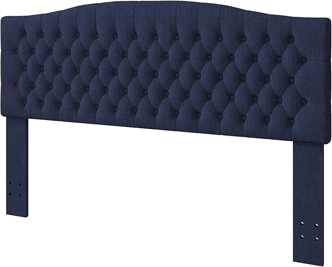 Befurtori King Headboard Only, Upholstered Headboard for Adjustable Bed Linen Tufted Cal King Size Wall Mounted Head Board with Solid Wood Legs Head Board, Navy Blue