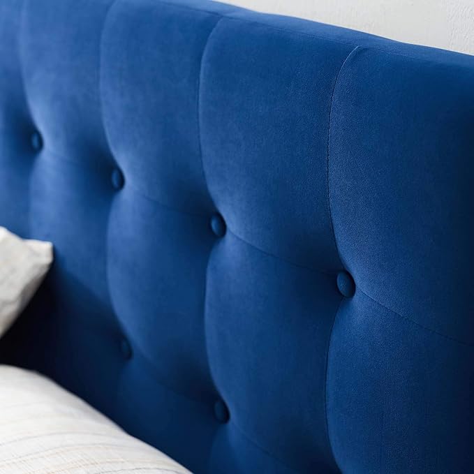 Modway Emily Full Biscuit Tufted Performance Velvet Headboard, Navy