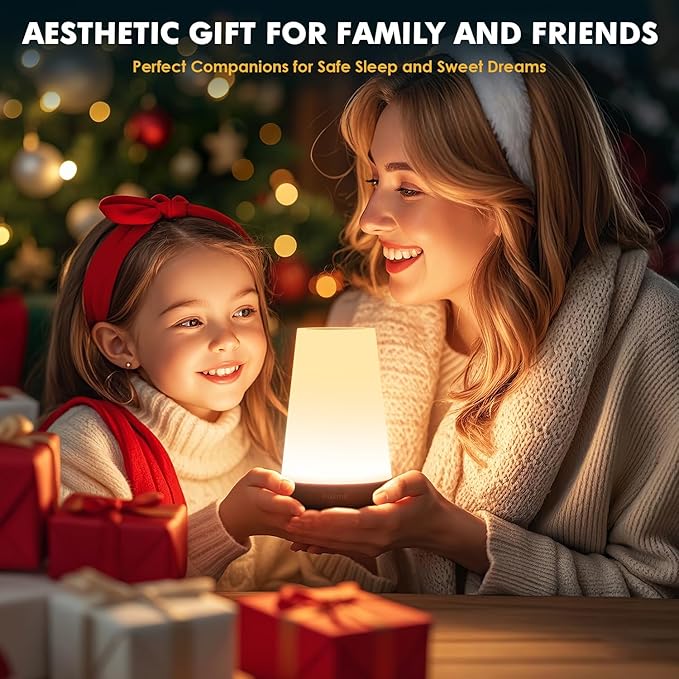 Auxmir Rechargeable LED Night Light, Touch & Remote Control Bedside Lamp with 13 Colors, 5 Brightness Levels, Portable Table Lamp for Kids Baby Nursery, Bedroom, Bathroom, Camping, Light Brown-2 Pack