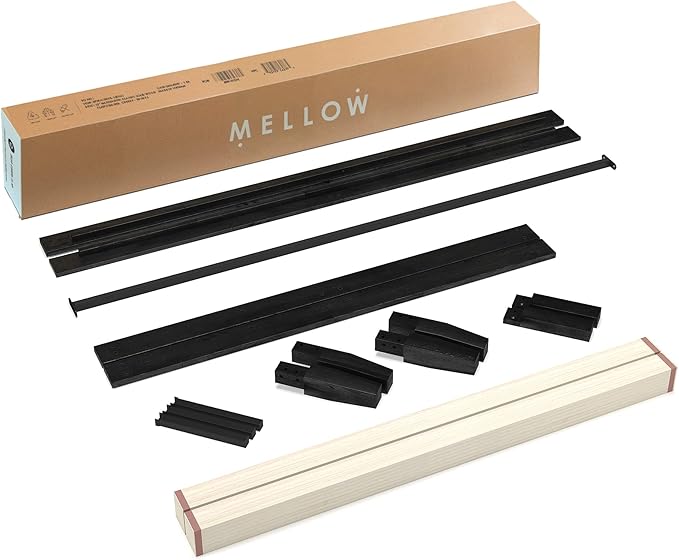 Mellow Naturalista Classic 12 Inch Solid Wood Platform Bed with Wooden Slats, Queen, Black