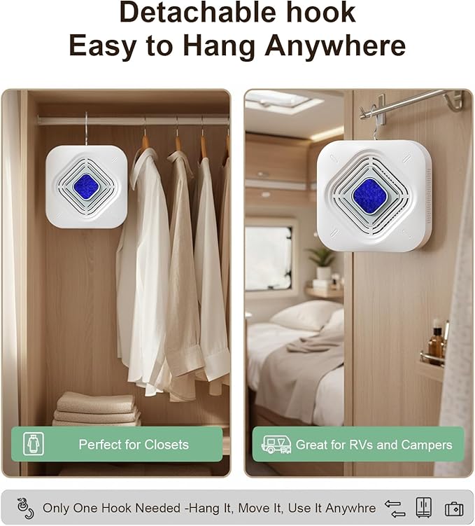 Pack of 2 ATKMAYI Dehumidifier for Bathroom with Color-Changing Beads, Rechargeable Small Dehumidifier for Closet, Portable Gun Safe Dehumidifier Ideal for Spaces up to 35 Sq.Ft Coverage