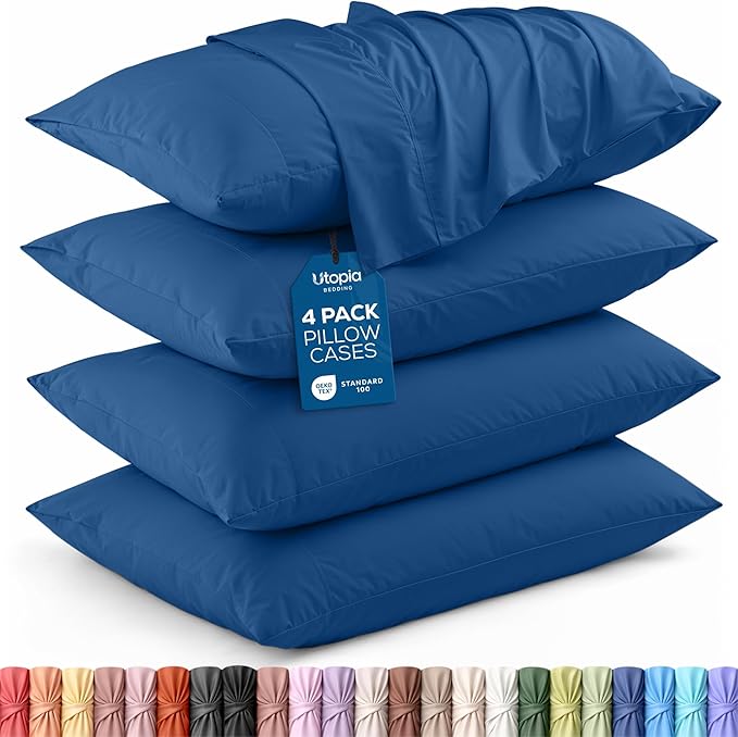 Utopia Bedding King Pillow Cases - 4 Pack - Envelope Closure - Soft Brushed Microfiber Fabric - Shrinkage and Fade Resistant Pillow Covers King Size 20 X 40 Inches (King, Dusk Blue)