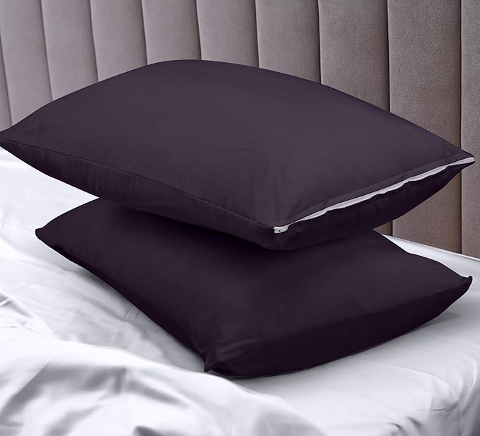 Utopia Bedding Premium 100% Waterproof Pillow Protectors with Zipper King Size (Set of 2), Bed Bug and Dust Mite Proof Zippered Pillow Covers, Pillow Encasement Cases, Purple