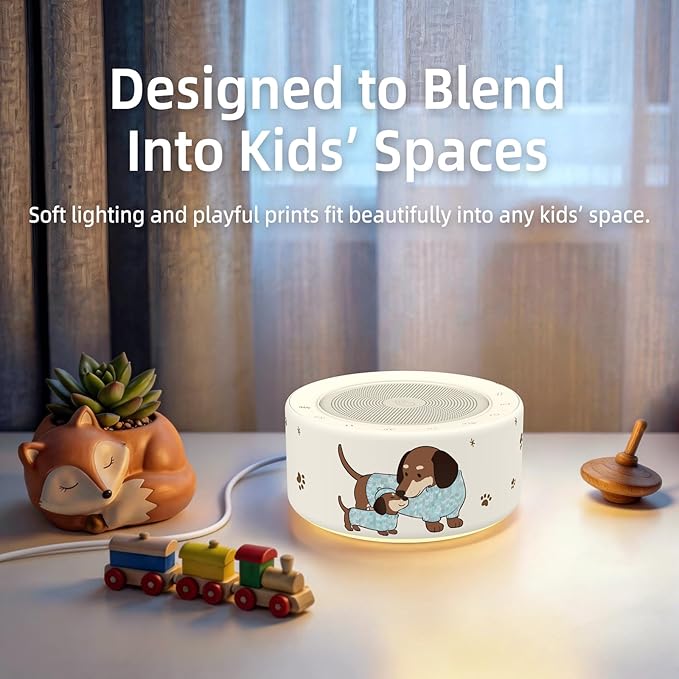 Kipcush White Noise Machine - Soft Non-Glare Nursery Lamp, 30 Soothing Sounds, 8 Color Lights, Max 8-Hour Timer for Baby & Adults