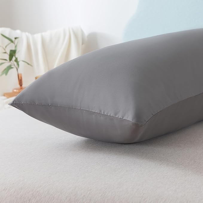 Ubauba Memory Foam Body Pillow with Cover, Full Large Body Pillows Insert for Adults with Envelope Closure Pillowcase, Firm & Fluffy Long Bed Pillows for Sleeping (20x54 inch, Dark Grey)