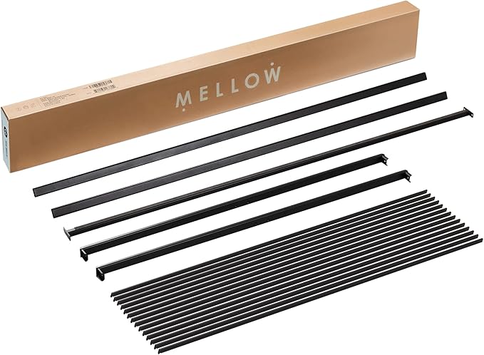 Mellow 1.6 Inch Metal Bunkie Board Mattress Support for Bed Frames, Box Spring or Bed Slat Replacement, Easy Assembly, Full, Black