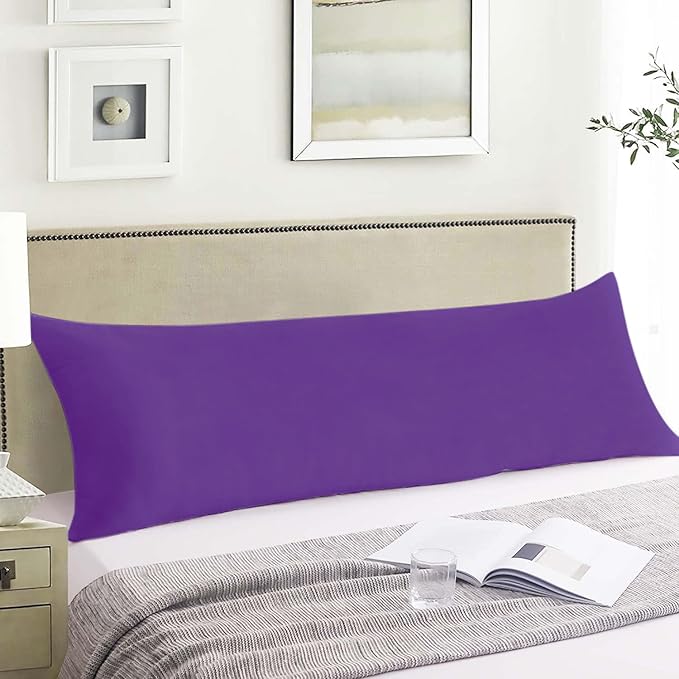 SHOUREN Cotton Body Pillow Insert - Cooling Breathable Full Body Pillow for Side Sleeper - Soft Long Bed Pillow for Adults - 20 x 54 inch-Purple