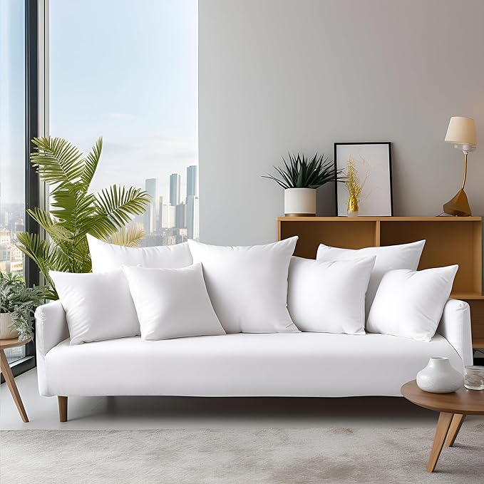Bafode Throw Pillow Inserts 22'' x 22'' Set of 2, Down Feather Decorative Pillows, Luxury White Throw Pillows for Couch, Sofa, Bed and Cushion