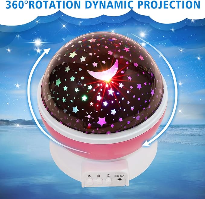 RICTLY Night Light for Kids, Kids Night Light Nebula 360 Degree Rotation - 4 LED Bulbs 12 Light Color Star Projector Changing with USB Cable, Romantic Gifts for Men Women Children