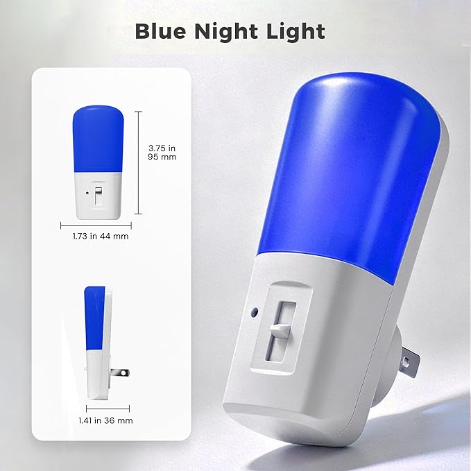 LOHAS-LED Blue Night Light Plug in, 2 Pack Dimmable LED Night Lights, Decorative Wall Blue Light, Dusk to Dawn Sensor, Adjustable Brightness for Kids Room, Hallway, Bathroom,Bedroom